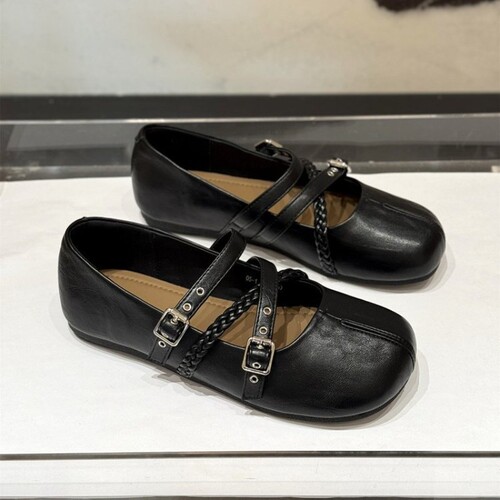 意尔康心选法式复古豹纹玛丽珍鞋女2026秋季双排扣浅口圆头芭蕾舞