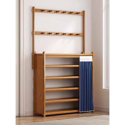 鞋架子家用多层鞋架挂衣架一体