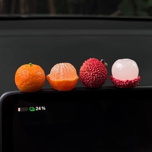 中控台个性创意卡通车载摆件橘子大橘大荔汽车苹安车载装饰贴新年