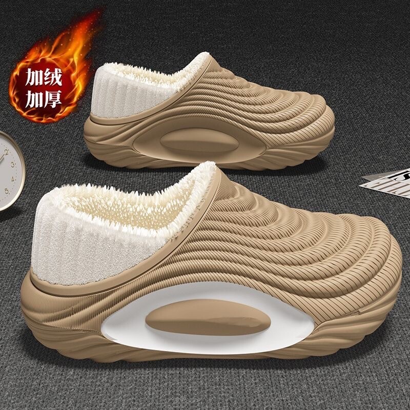 防水棉拖鞋男士2025冬季保暖家居厚底防滑外穿棉鞋男全包防臭支撑