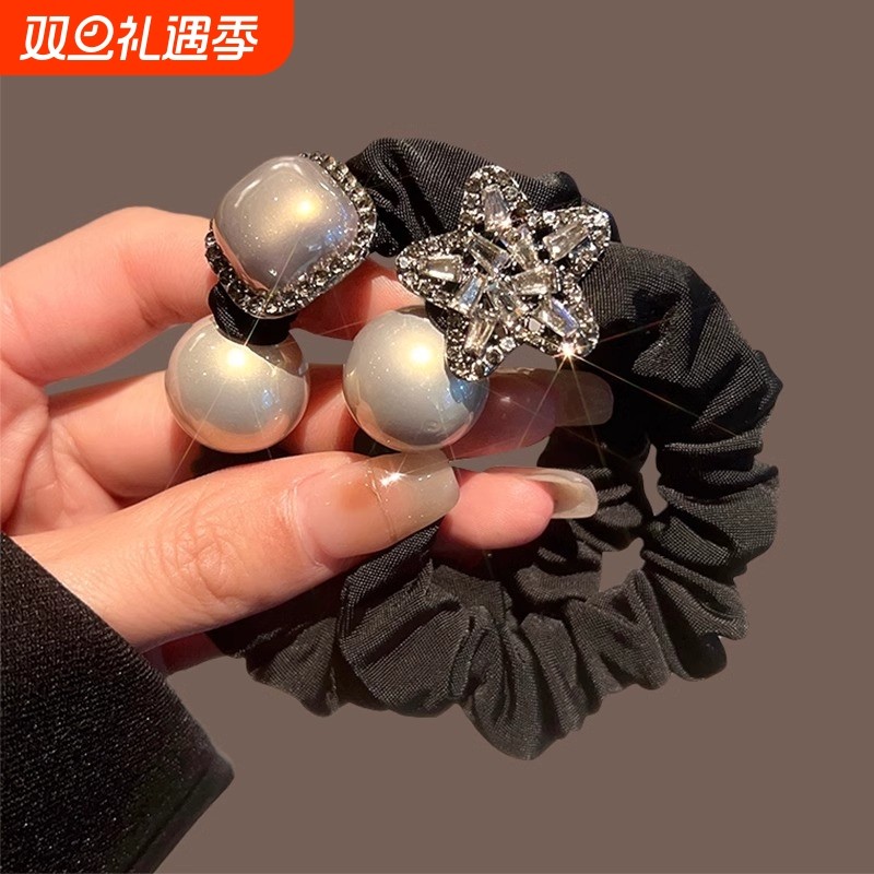 高弹力水钻珍珠小肠发圈女高级感可拉伸皮筋扎马尾丸子头气质发圈