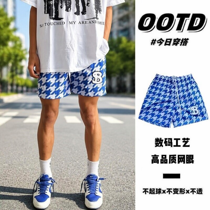 美式篮球裤男宽松不过膝运动短裤图片