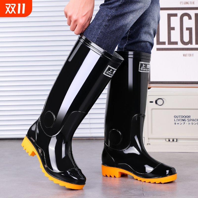 男款高筒雨靴牛筋底耐用雨鞋