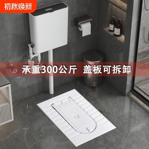 带盖板蹲便器一体翻盖式蹲厕