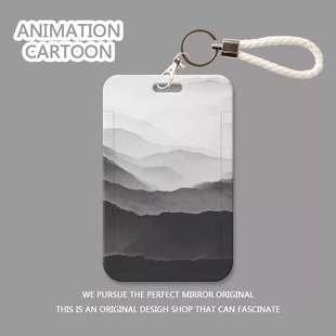 冷淡风山景学生食堂饭卡胸牌卡套校园卡公交羊城通地铁门禁工作ins风