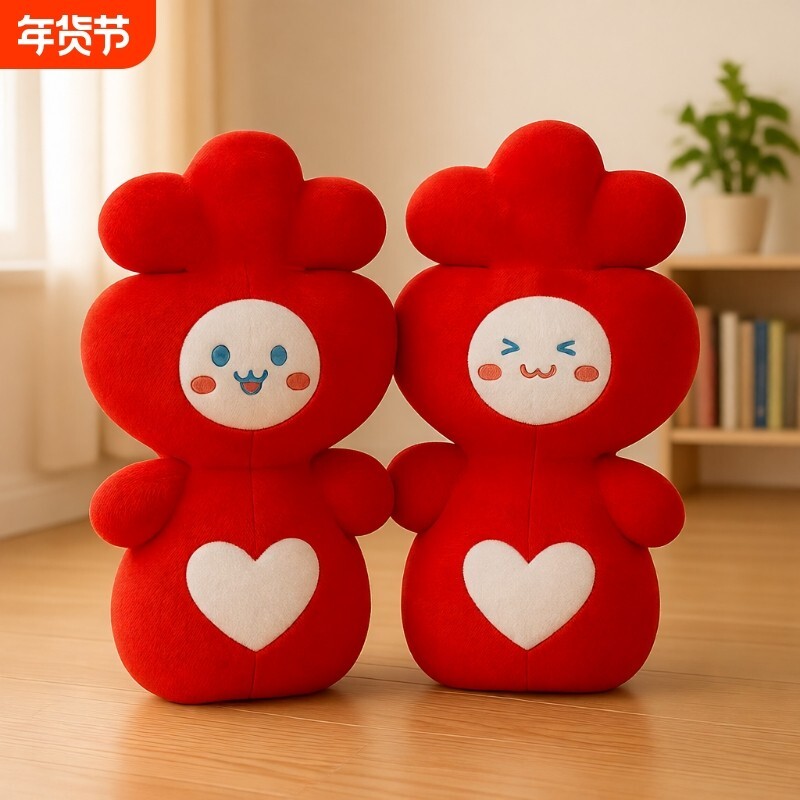 压床娃娃一对新款高档结婚喜字抱枕公仔喜娃娃婚房布置礼物送新婚图片