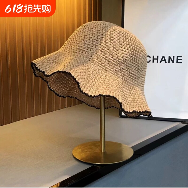 秃头少女~适合短发的帽女夏天薄款透气春秋遮阳防晒编织线渔夫帽