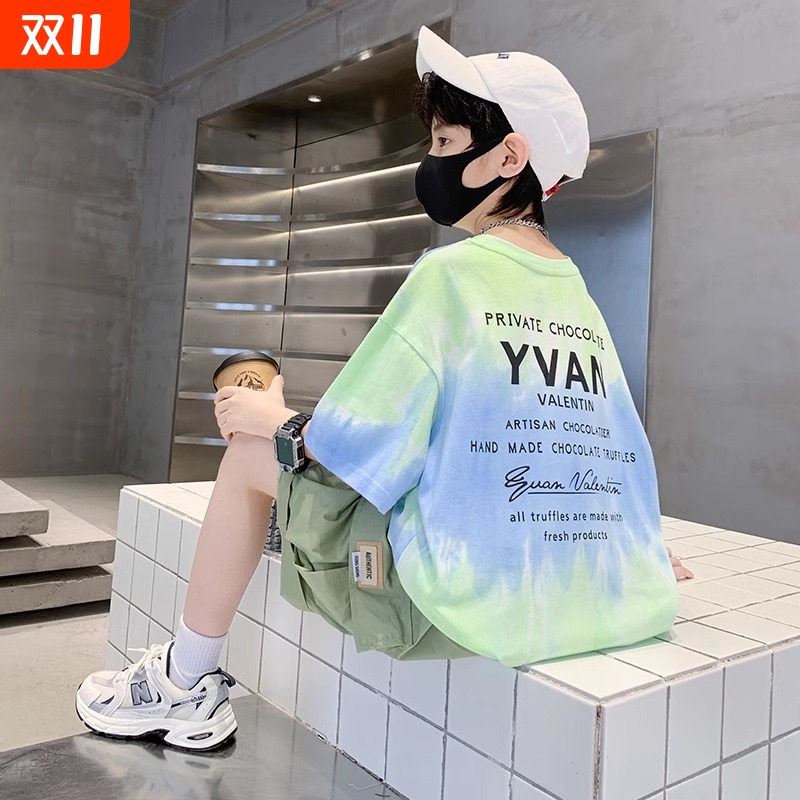男童夏季T恤2025新款中大童夏装短袖纯棉上衣儿童9酷帅炸街半袖潮