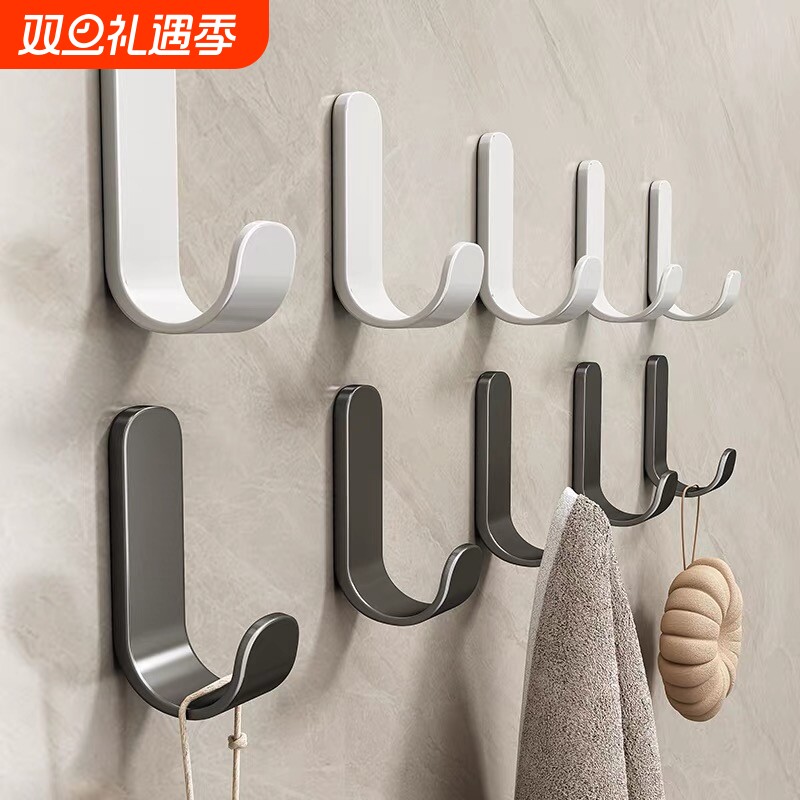 挂钩免打孔强力承重无痕厨房粘胶门后浴室衣服挂架卫生间粘钩实心