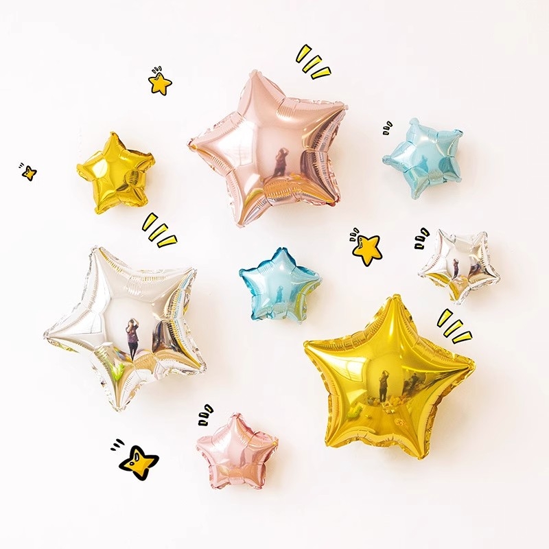 创意五角星铝膜气球星星充气生日装饰品小学毕业典礼教师场景布置