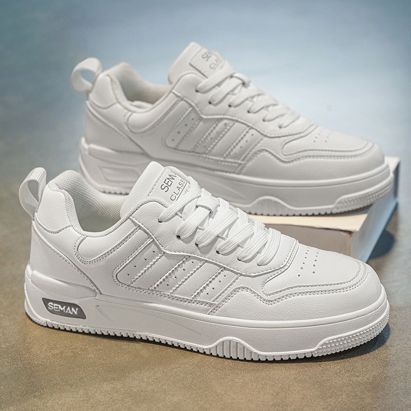 男鞋秋季新款透气百搭白色休闲板鞋学生厚底运动鞋休闲小白鞋潮鞋