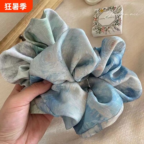 爆款静谧高级感油画色彩扎头发发圈优雅大肠圈发绳小众头绳发饰