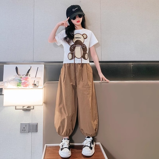 洋气时髦运动夏装 小女孩小儿童装 潮衣休闲黑色 套装 2025年女童夏季