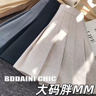 显瘦a字短裙加厚半身裙西装 2025新款 格子 毛呢百褶裙女秋冬款 大码