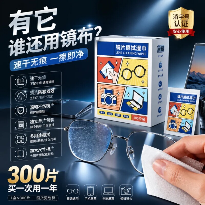 【全网爆款】镜片专用擦拭湿巾图片