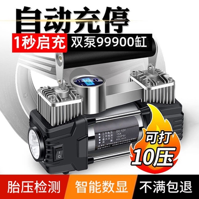 德国车载充气泵打气泵12v家用220v电动高压打气筒便携式轮胎双缸