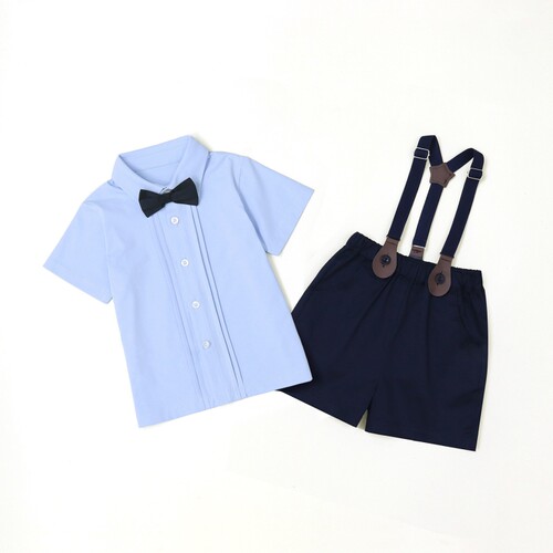 童泰款男宝宝一周岁宴礼服薄款男童抓周生日西装婴儿背带裤两件套
