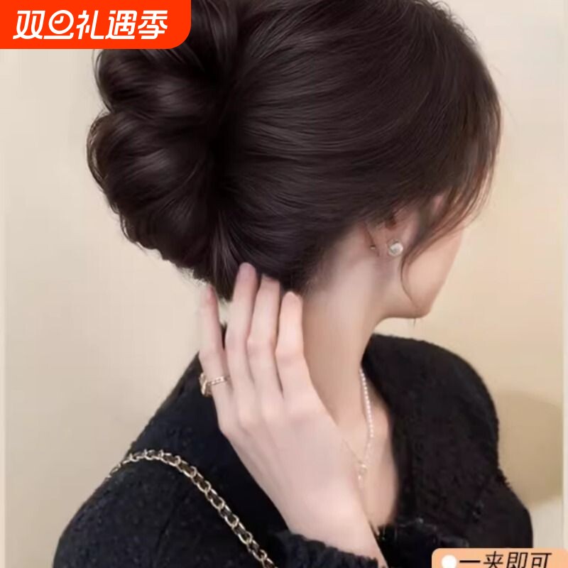 丸子头假发抓夹仿真发鸡窝头花苞假发包气质盘发神器蓬松假发发圈