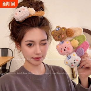 超甜百搭款 后脑勺抓夹 毛绒发夹布丁熊鸭嘴夹可爱大号头饰2024新款