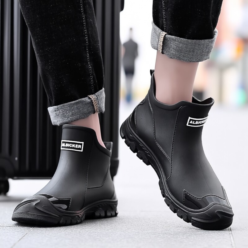 户外高档时尚雨鞋男新款防水鞋短筒防滑雨靴低帮钓鱼防滑水靴胶鞋