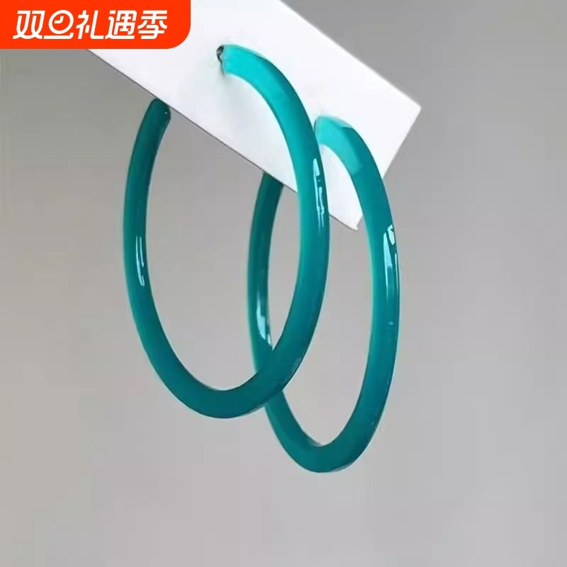 「云水生烟」小清新果冻色圆圈耳环复古港风显脸小耳圈新款耳饰