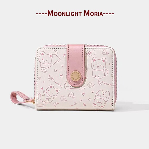 MOONLIGHT MORIA日系可爱卡通一体零钱包韩版折叠钱包搭扣卡片包