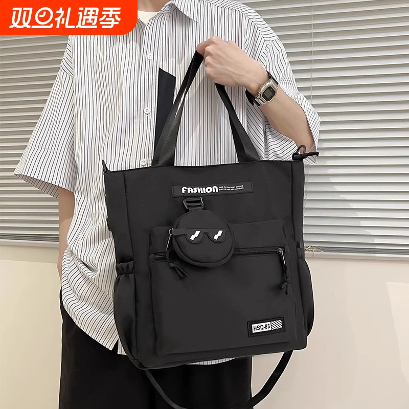 手提袋小学生儿童斜挎初中生男款高颜值书包男孩青少年补课包挎包