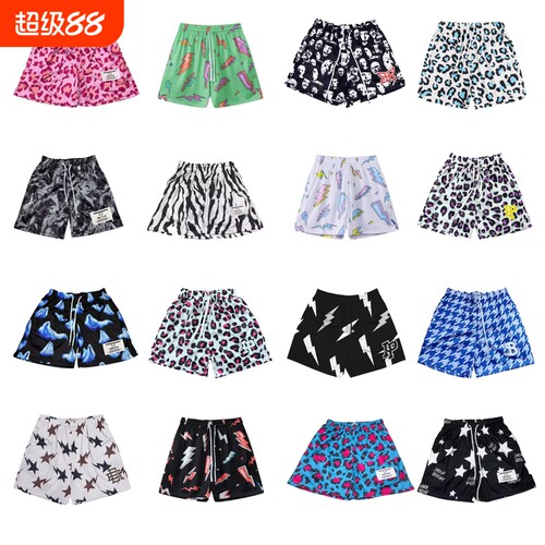 夏季新款美式彩色闪电logo透气速干网眼四分裤不过膝篮球训练球裤