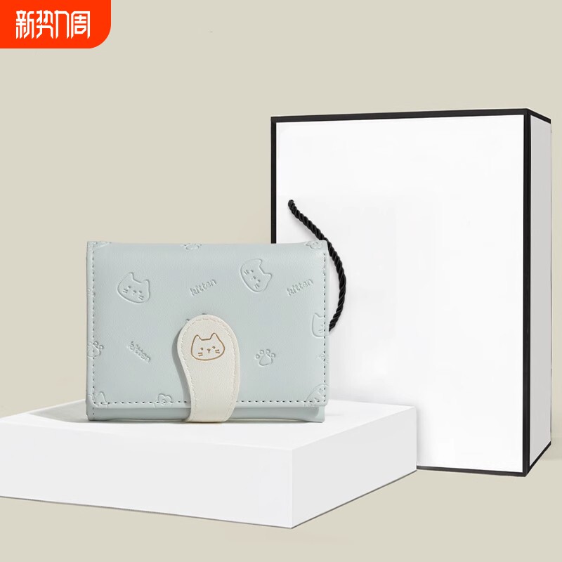 MOONLIGHTMORIA卡通可爱猫咪钱包2024新款三折多卡