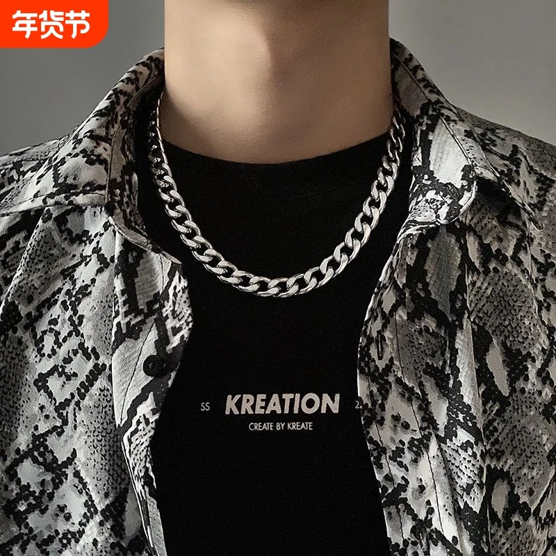 钛钢hiphop链条男款项链古巴链男士嘻哈链子装饰女生情侣百搭配饰,饰品/流行首饰/时尚饰品新,项链,淘宝优惠券,粉丝福利购,淘宝优惠卷