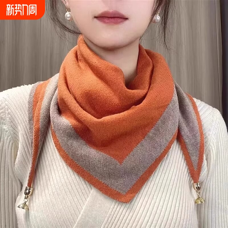 三角巾围脖女护颈假领子百搭假领2026新款秋冬磁扣加厚保暖小围巾
