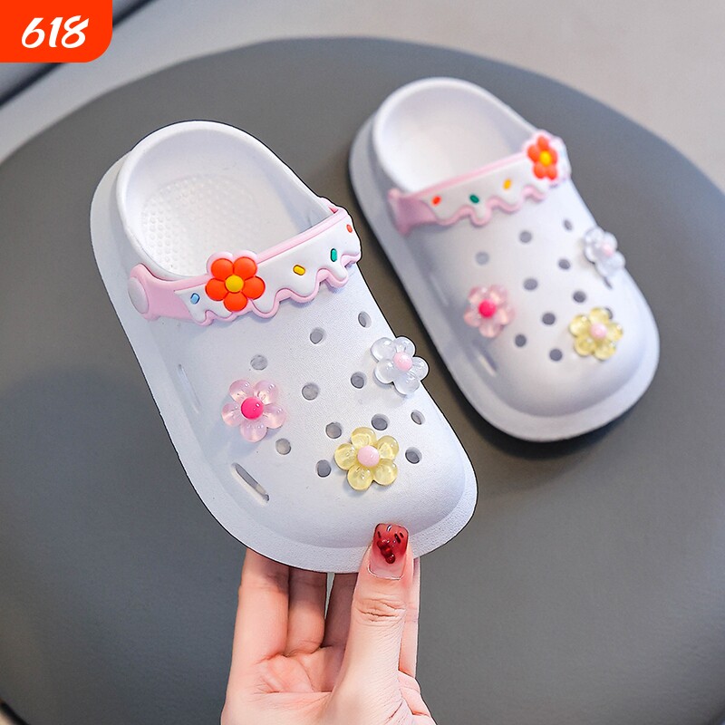 儿童凉拖鞋夏季防滑软底室内婴幼儿宝宝男女童包头洞洞鞋鞋子包跟