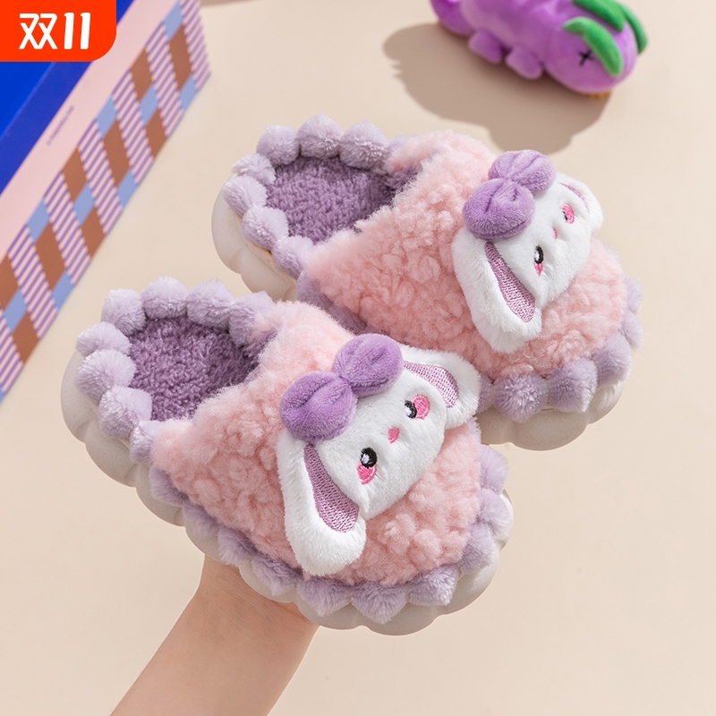 女童棉拖鞋2025新款女孩秋冬季包跟棉鞋儿童居家加绒保暖宝宝拖鞋