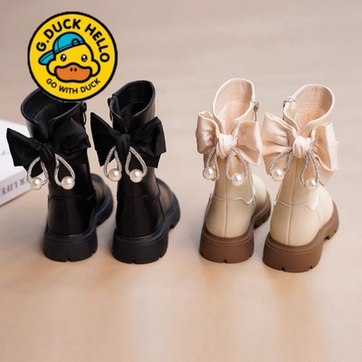 小黄鸭毛绒马丁靴女童冬季公主