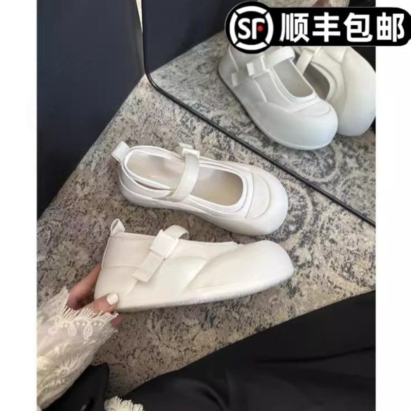 新品夏季白色玛丽珍丑萌大头增高浅口乐福鞋