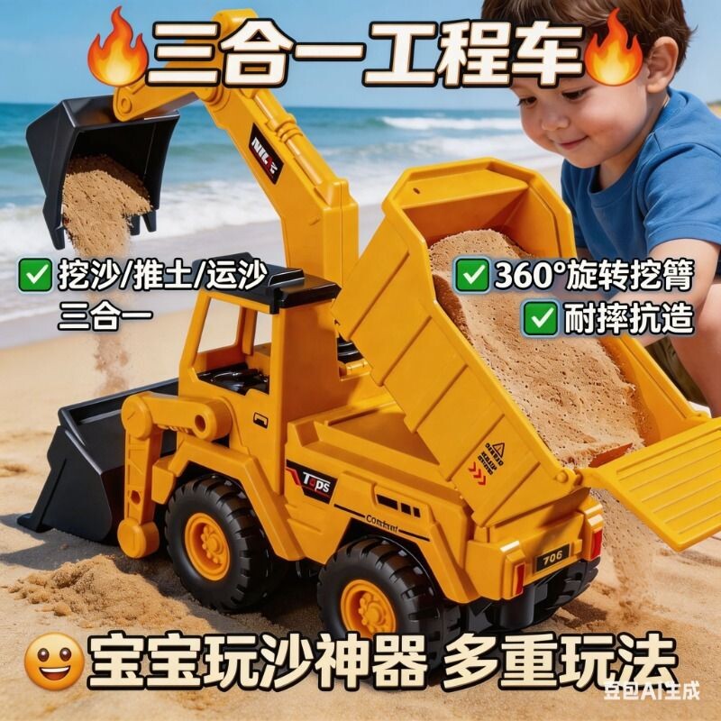 工程儿童挖掘机玩具车合金大号翻斗车男孩6挖土机玩具工程车挖机