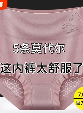5条莫代尔女士内裤女高腰收腹石墨烯抗菌裆大码宽松胖妈妈打底裤.