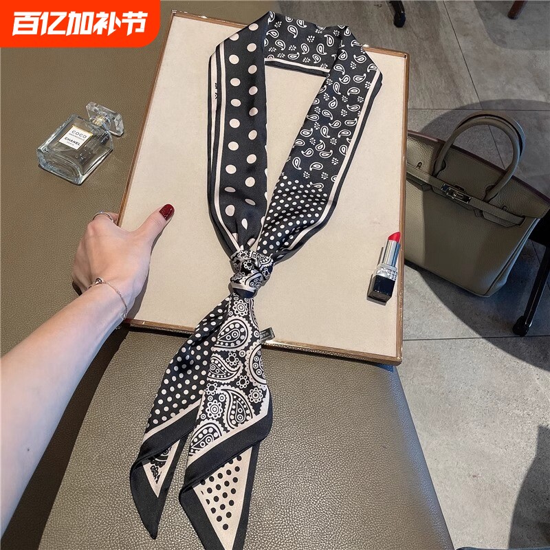 双面长条小丝巾女职业装OL飘带春夏季韩国新款装饰小领巾水滴发带