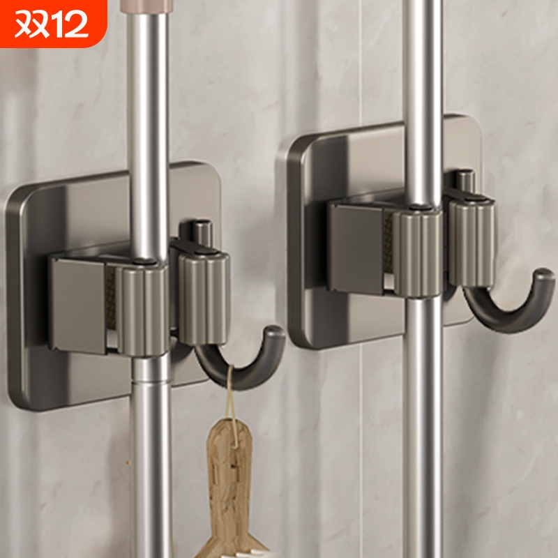 拖把壁挂夹放扫把固定器置物架卫生间收纳神器挂钩免打孔承重厨房