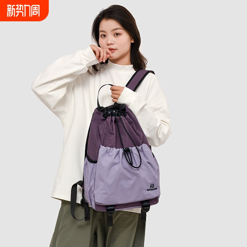 伊布古奇轻便双肩包防泼水多口袋中性风女双肩包包通勤旅行大容量