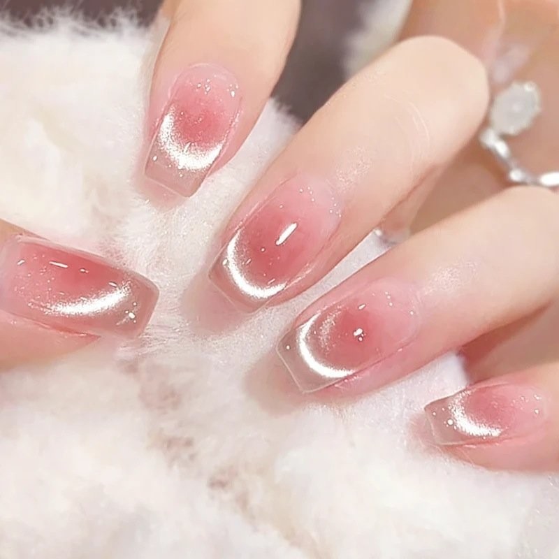 【粉红女郎】法式猫眼腮红纯欲手工显白假指甲贴片穿戴甲气质百搭