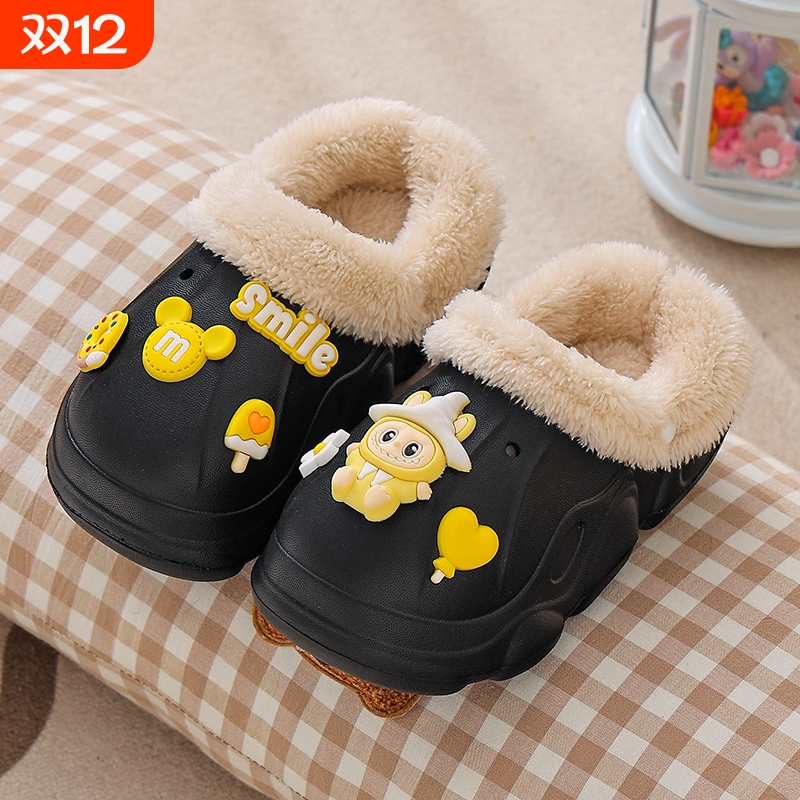 可拆卸儿童棉拖鞋男冬季外穿居家用女童男孩保暖防水冬天拖鞋男士