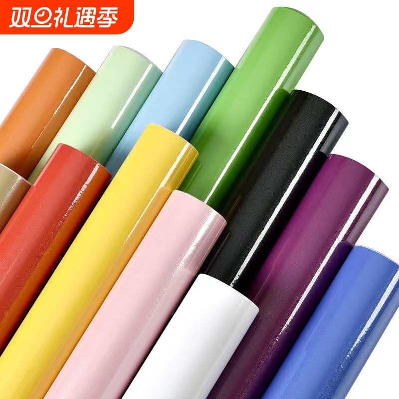 墙纸自粘烤漆壁纸柜子翻新贴纸衣柜墙贴防水防潮防霉卧室墙面绿色