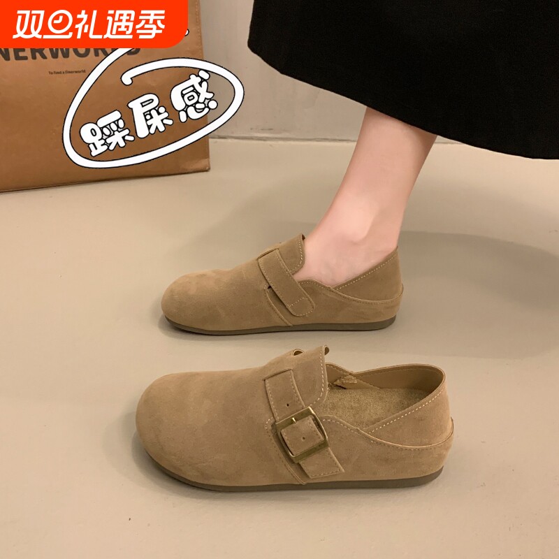 两穿孕妇勃肯鞋女2025新款秋季一脚蹬博肯单鞋休闲豆豆乐福鞋防滑