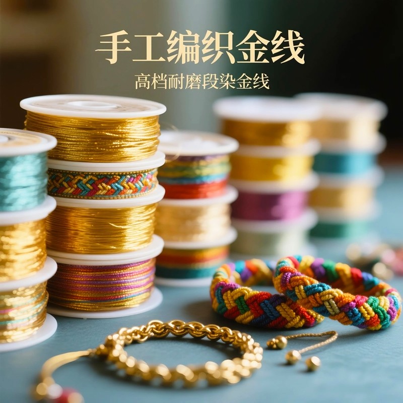 幻彩段染金线手工DIY编绳材料项链吊坠挂绳手编绳洒金手链线编织