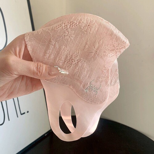 蕾丝印花防晒口罩女2026新款护眼角冰丝立体夏薄透气遮阳黑色粉色