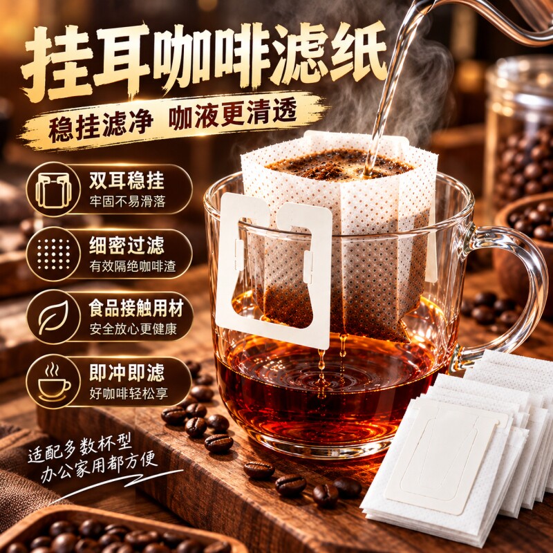 咖啡滤纸漏斗挂耳手冲过滤进口袋一次性滤袋麻纤维