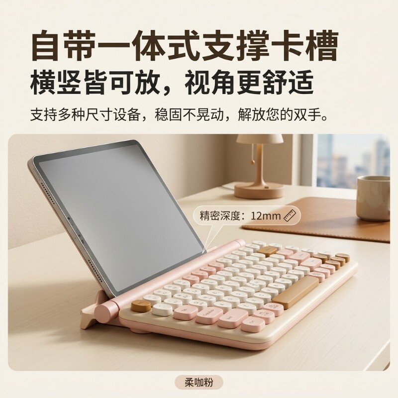 IPAD安卓鸿蒙电脑平板笔记本专用键盘双模轻音键盘:无线2.4G/蓝牙