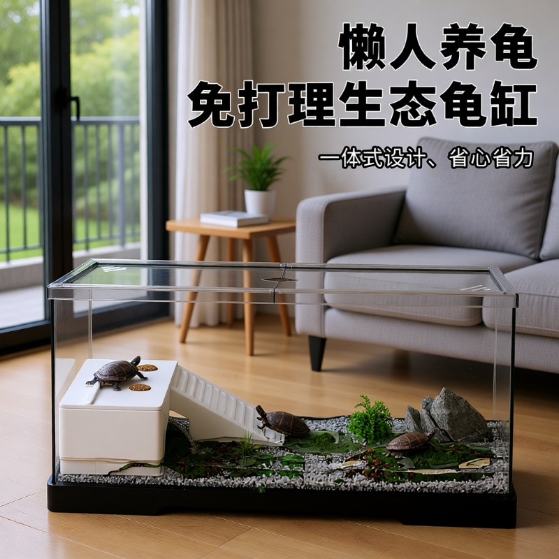 家用乌龟缸豪华别墅养龟巴西龟专用缸带晒台过滤寄居蟹龟苗饲养盒