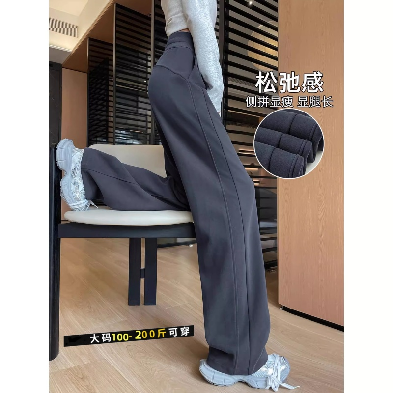 灰色窄版运动裤女秋季2025新款显瘦休闲阔腿香蕉卫裤大码加长黑色
